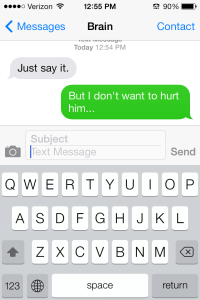 An example of a texting conversation between two friends deciding to tell the truth even if it may hurt.