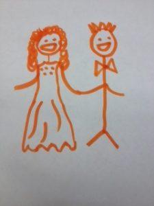 Drawing of a prom couple, happy and stress free.