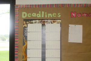 A calendar showing student's deadlines.