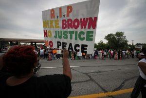 A woman protesting in Ferguson, Missouri