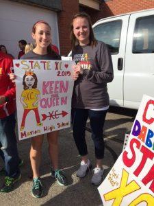 Mia Laube, '18, made a poster featuring Coach Terri Keeney showcasing her pregnant belly.