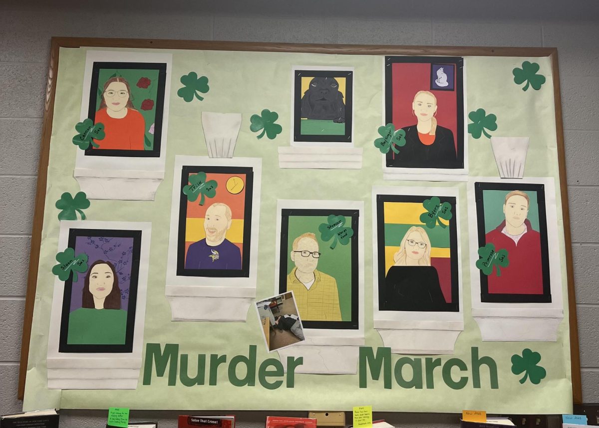 Heidi Keehner hand-drew pictures of all of the suspects to help the students understand who is who. 