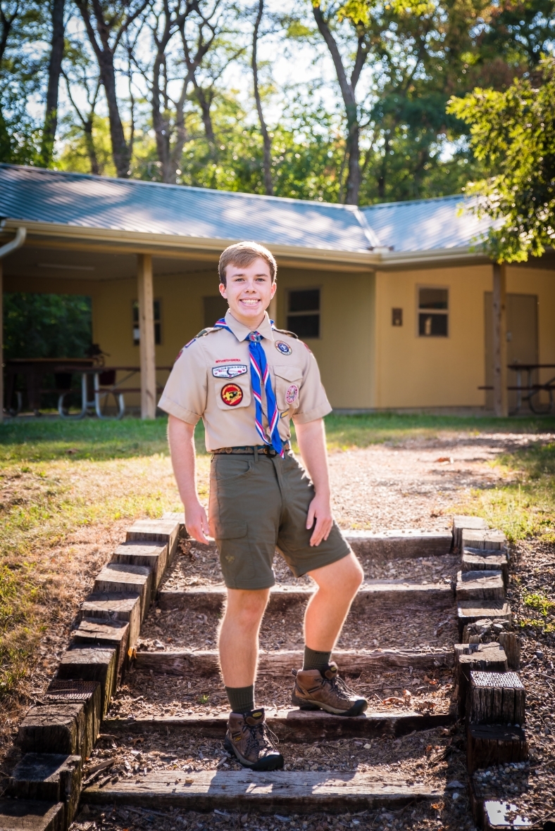 Logan Frye poses for his Eagle Scout portrait.