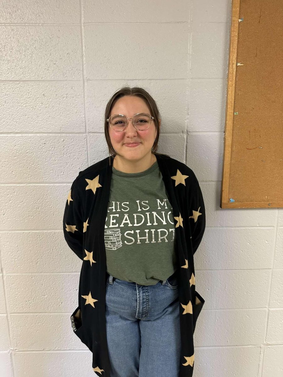 Mrs. Cannon proudly represents the English department as she wears her reading shirt.