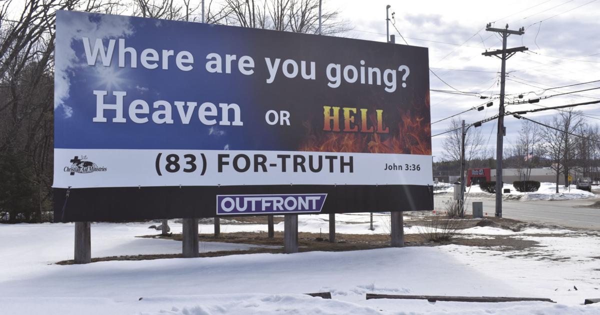 Where are you going- heaven or hell is a sign put up by Christian Aid Ministries.