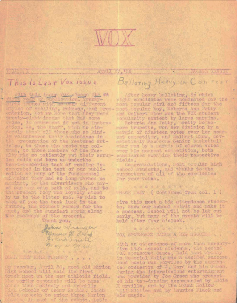 Vox 1935-1936