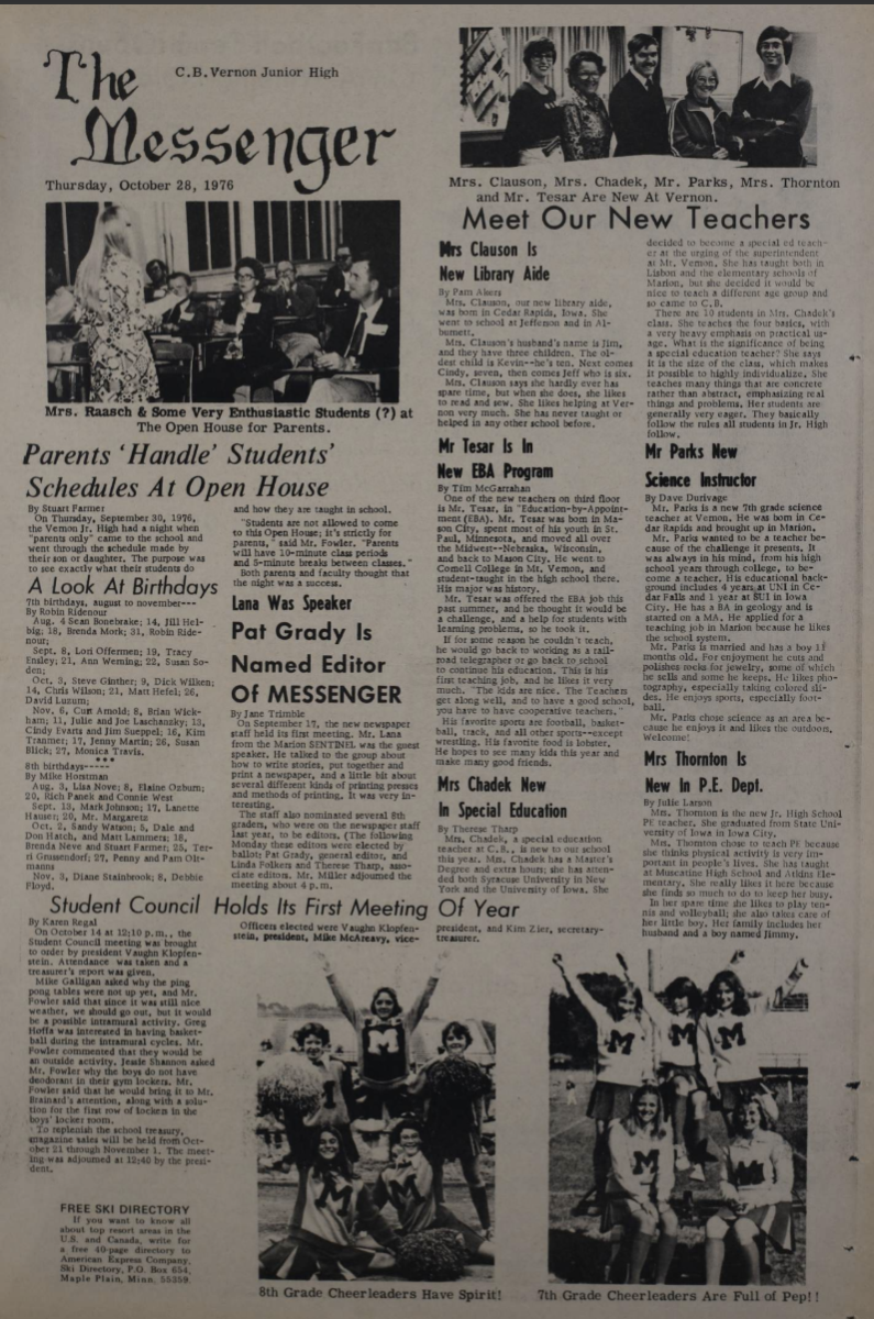 Messenger (Middle School Paper) 1976-1977