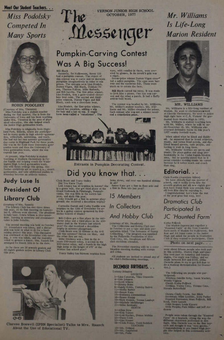 Messenger (Middle School Paper) 1977-1978