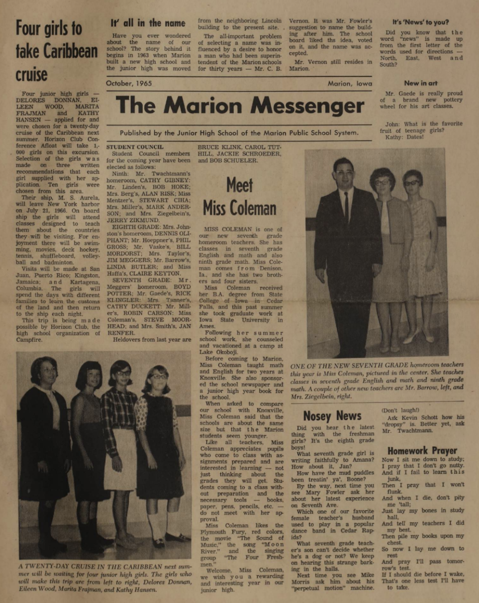 Messenger (Middle School Paper) 1965-1966