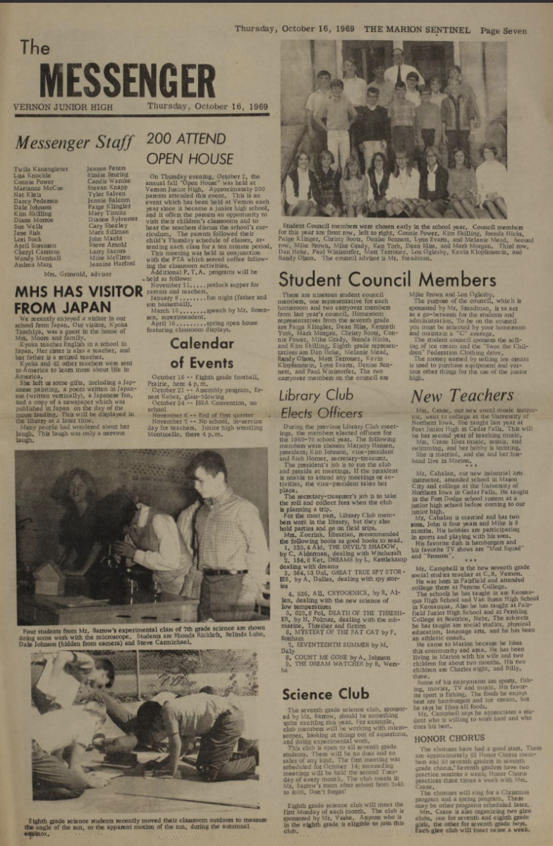Messenger (Middle School Paper) 1969-1970