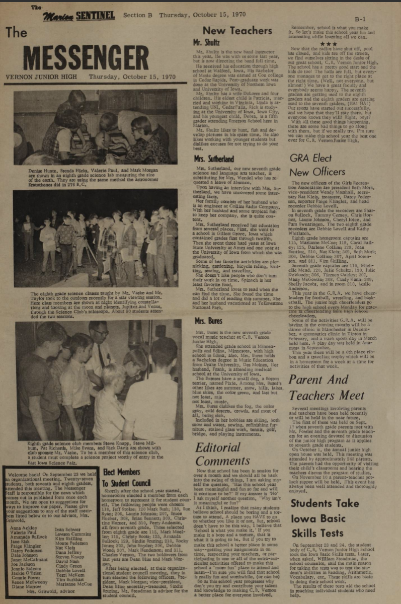 Messenger (Middle School Paper) 1970-1971