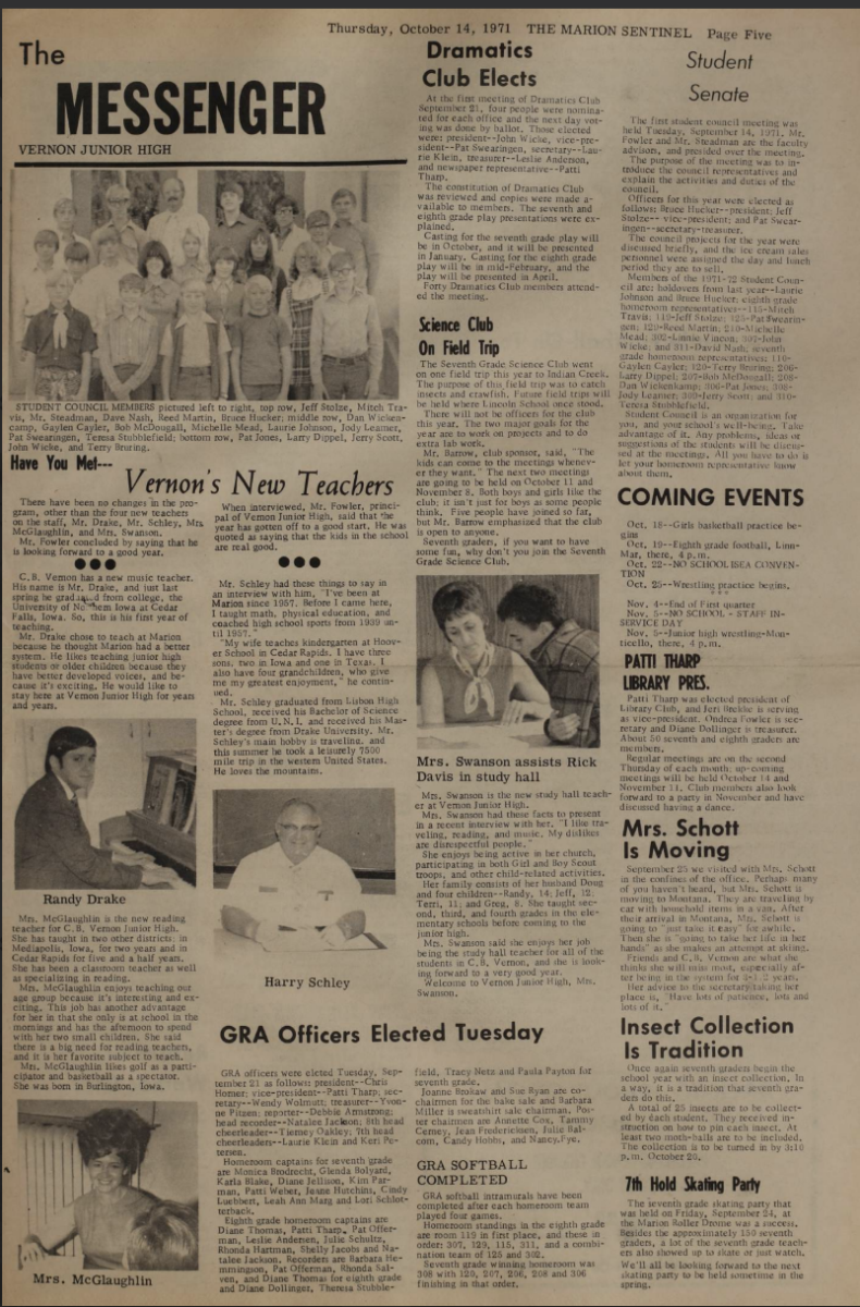 Messenger (Middle School Paper) 1971-1972