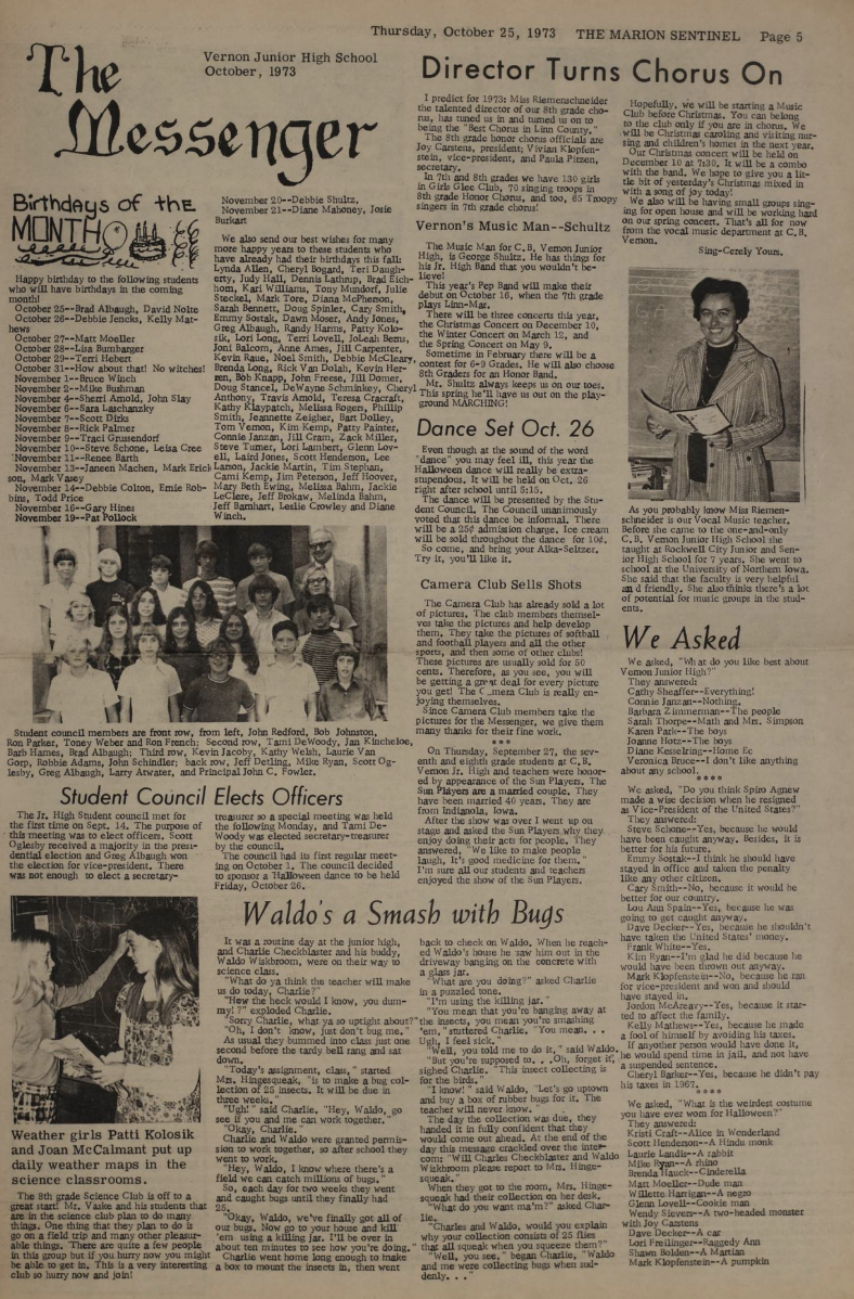 Messenger (Middle School Paper) 1973-1974
