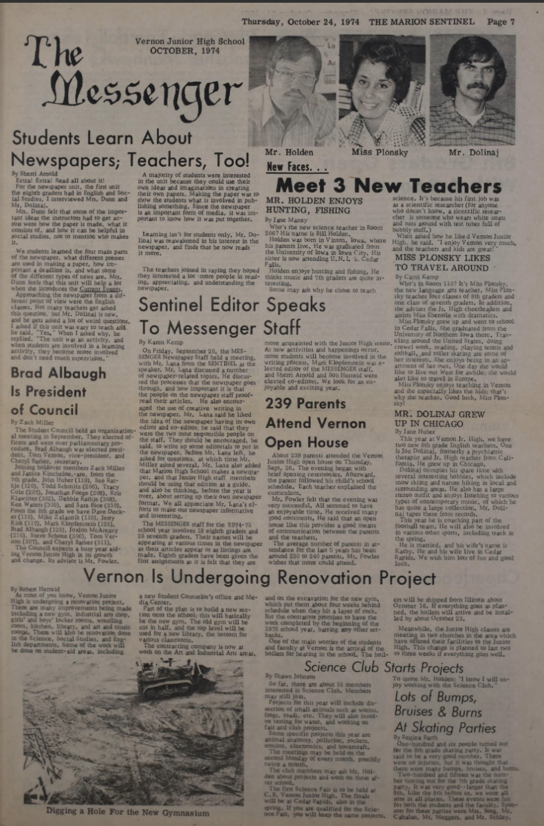 Messenger (Middle School Paper) 1974-1975