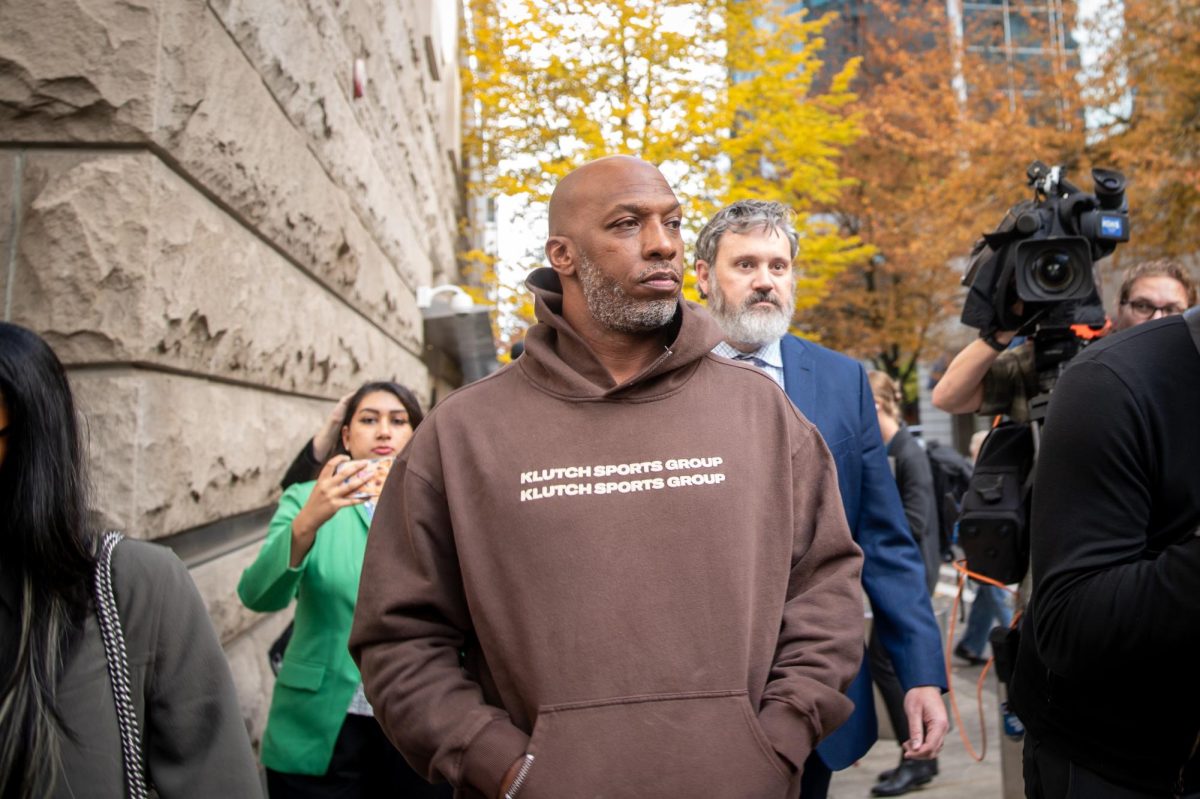 Chauncey Billups leaving the courthouse in Portland, Oregon, after a hearing, following his arrest for felony charges of wire fraud and more. (Courtesy of Mark Graves/The Oregion) 