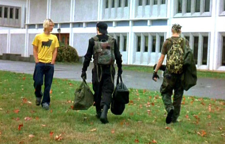 The two shooters, Alex Klebold and Eric Harris, walk into their school, about to unleash mayhem. (Courtesy of Uncertain Regards)