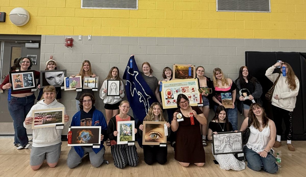 MHS’s WaMaC Art Show winners and participants pose for a photo to commemorate their success, April 22nd, 2026.